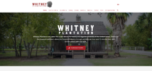 Screenshot of the homepage of the Whitney Plantation website